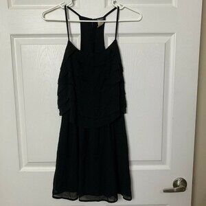 Toska Small Sheer Black Dress Tier Top Spaghetti Straps Party